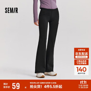 森馬（Semir）休閑褲女磨毛長褲純色簡約風2024秋季女士彈力喇叭褲109724127005