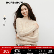 紅袖高級感慵懶毛衣2025秋季新款女裝【軟糖絞花】亮絲圓領氣質針織衫 夢幻米006 L