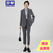 羅蒙品牌職場(chǎng)女強人灰色西裝套裝女新款職業(yè)正裝面試通勤西服外套 灰色西服+西褲 L 106-115斤以下