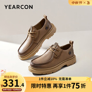 意爾康男鞋  皮鞋男2024秋季新款牛皮復古休閑男士皮鞋輕便工作鞋子男 土黃 43