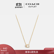 蔻馳（COACH）【專享直降】奧萊女士項(xiàng)鏈設(shè)計(jì)感高級(jí)感禮物 密鑲經(jīng)典標(biāo)志項(xiàng)鏈 金色