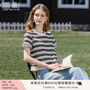 香影流蘇條紋黑色t恤女短袖2025夏裝新款寬松休閑風正肩圓領(lǐng)上衣 黑色 T恤款 M 160/84A/95-110斤
