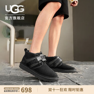UGG秋季男士圓頭時(shí)尚靴紐姆搭扣休閑雪地靴1118570BLK|黑色44