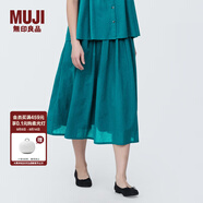無印良品（MUJI）女式強捻抽褶裙長半身裙紗裙薄荷曼波風(fēng)純棉全棉裙子女裝半裙 綠色 XL 165/74A