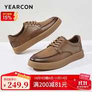 意爾康皮鞋男商務(wù)休閑鞋簡(jiǎn)約系帶英倫紳士軟底平底鞋 96835W 黃棕 40 