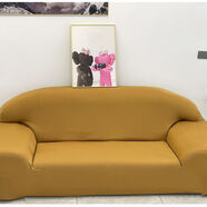 詠幻素色萬(wàn)能彈力全包沙發(fā)套純色四季萬(wàn)能貴妃皮布沙發(fā)墊套 駝色 寬大扶手大型沙發(fā)1+1+3座沙發(fā)用【雙+雙+四人位