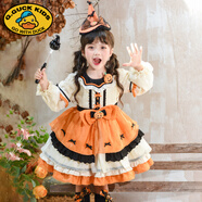 G.duck女童萬(wàn)圣節cos服裝女童洛麗塔公主裙2025秋冬時(shí)髦女寶宴會(huì )禮服裙 連衣裙+南瓜蝙蝠發(fā)箍 100 cm