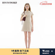 IIIVIVINIKO春季新款通勤polo小香風(fēng)針織連衣裙子女M411109619C 淺灰 M