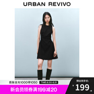 UR七夕2025春季新款女摩登氣質(zhì)褶皺收腰顯瘦無(wú)袖連衣裙UYY750030# 黑色 M