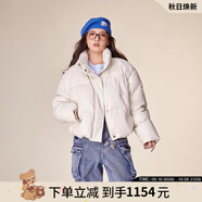 LALABOBO90鴨絨休閑立領(lǐng)羽絨服女氣質(zhì)百搭寬松保暖厚外套潮流LBCD-WSYR48 米白 L 170