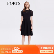 PORTS寶姿商場(chǎng)同款女裝春夏修身小黑裙黑色半透視針織連衣裙 黑色 L
