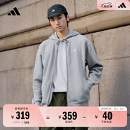 adidas休閑舒適寬松加絨連帽夾克外套男女秋冬阿迪達斯官方輕運動(dòng) 中麻灰   XXS