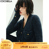 COCOBELLA質(zhì)感花紗細(xì)閃銀蔥粗針毛衣軟糯親膚針織外套MZ101-3 藍(lán)色 L