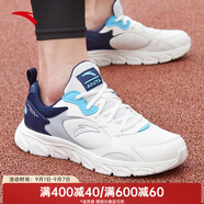 安踏運(yùn)動(dòng)鞋男鞋夏秋季耐磨網(wǎng)面透氣耐磨軟底休閑健身訓(xùn)練跑步鞋子男士 【網(wǎng)面透氣】象牙白/濁普藍(lán)-2 42