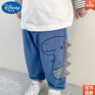 迪士尼（Disney）夏季薄款寶寶防蚊褲男童燈籠褲子兒童休閑女童嬰兒冰絲運動褲寬松 牛仔藍小恐龍防蚊褲 110cm[不可開檔] 均碼