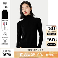 GOBI戈壁高領(lǐng)雙翻領(lǐng)短款寬松毛衣長(zhǎng)袖羊絨衫女士打底山羊絨針織衫 黑色 M