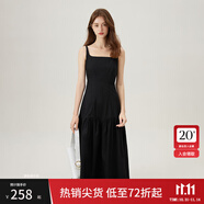 范思藍(lán)恩腰精裙系列 白色無袖吊帶連衣裙女夏法式領(lǐng)證小白裙2048 黑色 XS