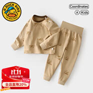 G.DUCKKIDS兒童純棉秋衣秋褲寶寶內衣套裝嬰幼兒護肚睡衣高腰女童分體家居服 咖色刺猬 【純棉 7A】 80 cm (開(kāi)肩扣)