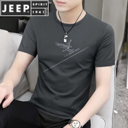 JEEP SPIRIT23夏新款莫代爾冰絲短袖t恤男士夏季速干半袖體恤上衣服男 057款-深灰 XL (135-150斤合身)