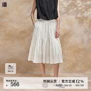 播【新中式】 褶皺半身裙女商場同款梨形身材顯瘦蛋糕裙BDR2BD0695 W40本白 L