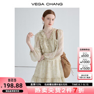 VEGA CHANG法式復(fù)古連衣裙女2025年新款夏季小眾設(shè)計(jì)荷葉邊印花海邊度假裙子 印花（短款） L
