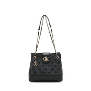 CK&WQ托特包包女式新款秋冬美拉德刺繡大容量時(shí)尚百搭腋下單肩包 黑色