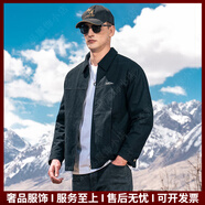 Ipenta男士夾克男美式復(fù)古底特律獵裝工裝老錢風(fēng)巴恩風(fēng)休閑翻領(lǐng)純棉外套 黑色 M (推薦105-125斤)