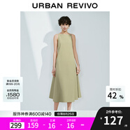 UR2025春季新款女裝法式氣質(zhì)后拉鏈收腰無(wú)袖連衣裙UWM750031 卡其綠 S