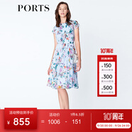 PORTS寶姿新品女裝印花收腰連衣裙LN8D283HPS065 天藍(lán)色印花 XS (2)