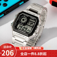 卡西歐（CASIO） 卡西歐(CASIO)小方塊數(shù)顯電子表狂飆安欣同款男防水學(xué)生運(yùn)動(dòng)手表 黑盤鋼帶AE-1200WHD-1A