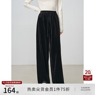 自巧小個(gè)子赫本風(fēng)絲絨休閑褲2024秋冬新款小黑裙高腰顯瘦半身裙 謐黑色褲子 XS (2碼)