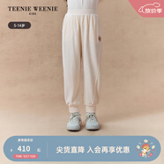 Teenie Weenie小熊童裝25年新款秋冬女童可愛(ài)刺繡天鵝絨衛褲 米白色 110 cm