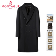 夢(mèng)特嬌（MONTAGUT）秋冬時(shí)尚雙面呢羊絨大衣男士雙排扣英倫高端羊毛呢子外套厚 黑色 3XL 190-