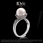 IDee  CREATIVE IDER FOR YOU法國IDee簡約時尚仿珍珠戒指女輕奢高級感生日禮物女生首飾新款 戒面尺寸1.2*1.2CM  開口戒圈可調節(jié)