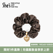 She's茜子發(fā)飾心形發(fā)圈大腸圈頭花頭繩馬尾皮筋綁頭發(fā)繩頭飾中秋禮物女 星塵黑金K0（加寬細閃款）