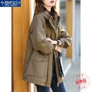 莫代爾棉服女加厚保暖外套派克服女裝新款2025秋冬裝寬松顯瘦棉衣女裝 咖啡色 L 建議111-125斤