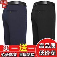 家之海瀾新款男士休閑褲春秋冬季爸爸褲長褲子厚款西褲中老年人40-50歲穿 寶藍+厚款黑色 厚款 35