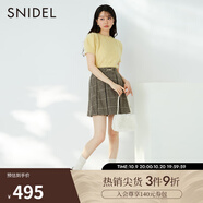 SNIDEL秋冬金屬扣裝飾百搭高腰休閑A字毛呢百褶短裙SWFS234227 格紋 S (0)