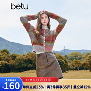 百圖betu女裝冬季新款毛衣圓領減齡彩色紗線保暖毛衫女2411X13 彩條紋 S （彩條紋預售10/11發(fā)貨）