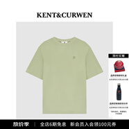 KENT&CURWEN【明星同款】肯迪文春夏系列男女款玫瑰刺繡純棉寬松短袖T恤 綠色A0 L