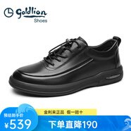 金利來(lái)（Goldlion）男鞋秋季新款商務(wù)休閑皮鞋軟面舒適百搭防滑耐磨免系帶辦公男士鞋 黑色(常規款) 41