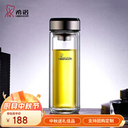 希諾（HEENOOR） 玻璃杯雙層男士耐熱透明水杯商務(wù)辦公家用大容量帶濾網(wǎng)泡茶杯子 經(jīng)典款 360ml