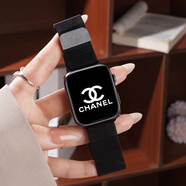泰閣詩雅適用蘋果手表表帶apple iwatch s11/10/9表帶S8/S7/6/5/SE金屬磁吸漸變米蘭尼斯腕帶 黑色 適用44/45/46/49mm表盤