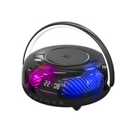 索愛（soaiy）原裝S-59時鐘藍牙音箱重低音手提大音量手機無線充電收款提示音響 炫酷黑 官方標配