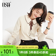 歐莎（OSA）千金小香風(fēng)減齡內搭娃娃領(lǐng)針織衫2025秋新款打底衫毛衣女上衣氣質(zhì) 杏色A M