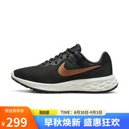 耐克NIKE跑步鞋女子透氣REVOLUTION 6低幫運(yùn)動(dòng)鞋DC3729-009黑金36.5