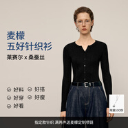 麥檬MM爆款寬松連帽質(zhì)感針織衫毛衣上衣25秋冬新款 水滴領(lǐng)-長(cháng)袖-黑色5G8933321 S
