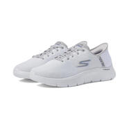 斯凱奇（Skechers）跑步鞋男舒適透氣輕便緩震黑色網(wǎng)眼材質(zhì)圓頭設(shè)計(jì)系帶款戶外公路 White/Grey 45