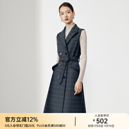 顏域翻領(lǐng)無袖連衣裙女冬裝2025年新款外穿雙排扣氣質(zhì)馬甲裙子 藍色 S/36