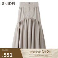 SNIDEL秋冬純色高腰拉鏈不規(guī)則下擺百褶半身裙SWFS235007 駝色 M (1)